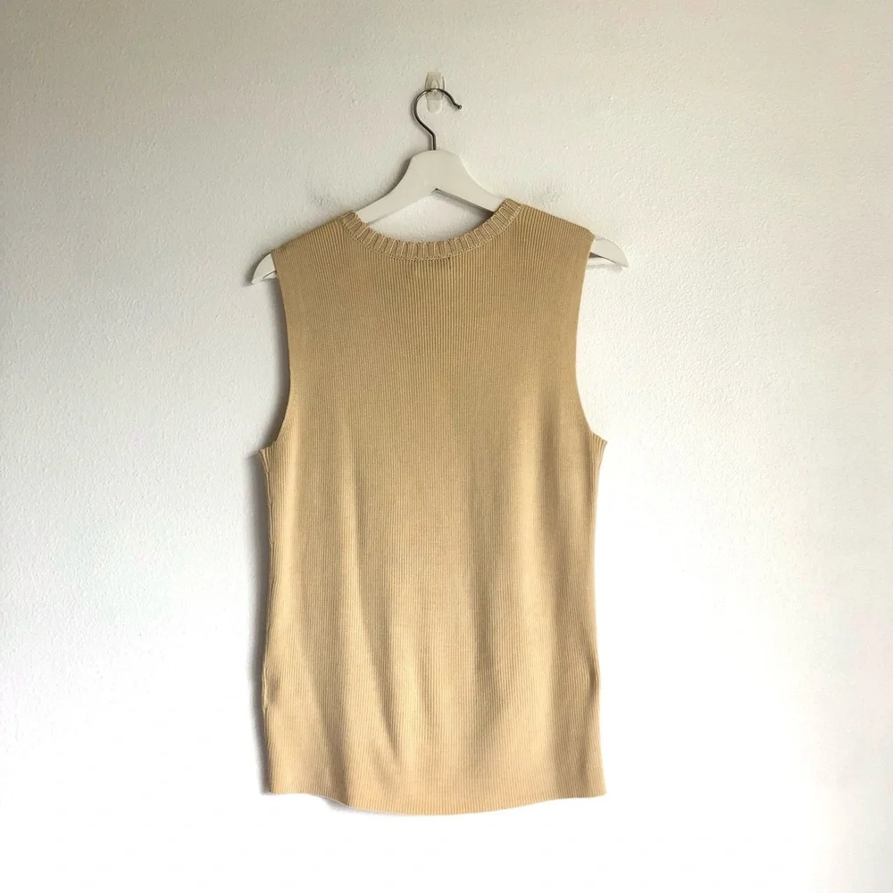 J. Crew Beige Silk Blend Knit Sweater Tank Top Size Medium Minimalist Classic